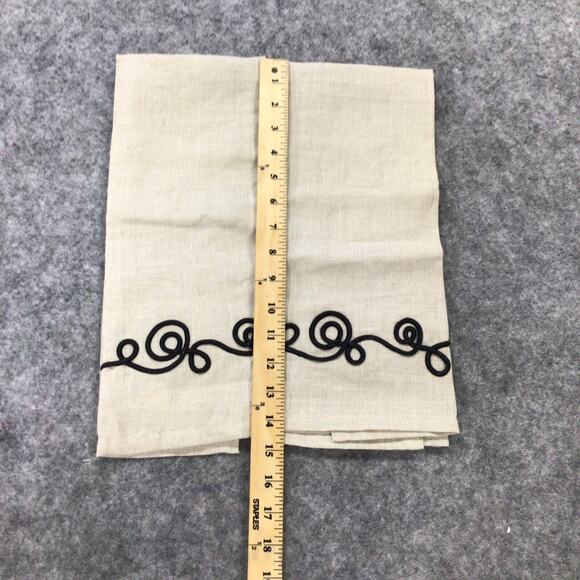 Koko Company Linen Guest‎ Towels Set of 2 Black Embroidered 16x30 Hand Wash - Picture 11 of 11